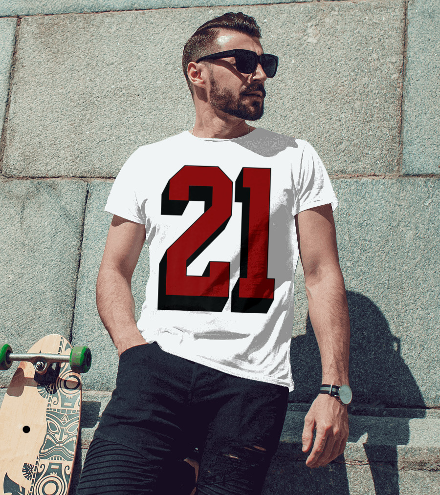 Number 21 Varsity Fan Sports Team White Jersey Premium 21 T-Shirt