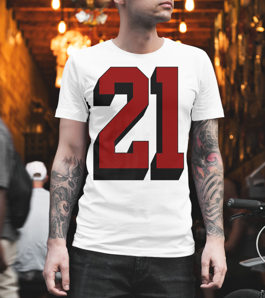 Number 21 Varsity Fan Sports Team White Jersey Premium 21 T-Shirt