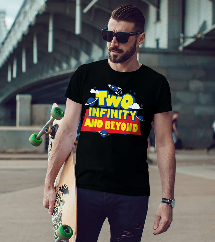 Two Infinity And Beyond 2nd Birthday Rocket And Planets T-Shirt