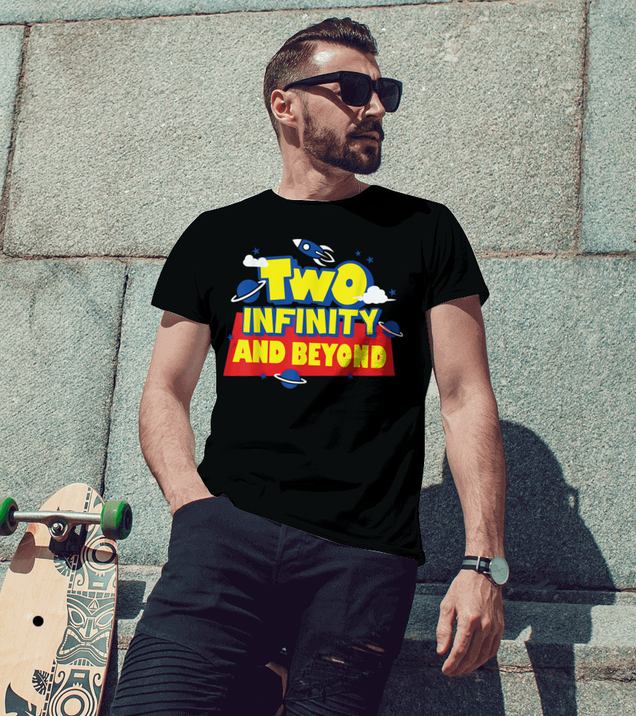 Two Infinity And Beyond 2nd Birthday Rocket And Planets T-Shirt