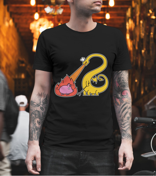 Dragon Roasting Pig Over Fire T-Shirt Dragon Roasting Pig Over Fire T-Shirt