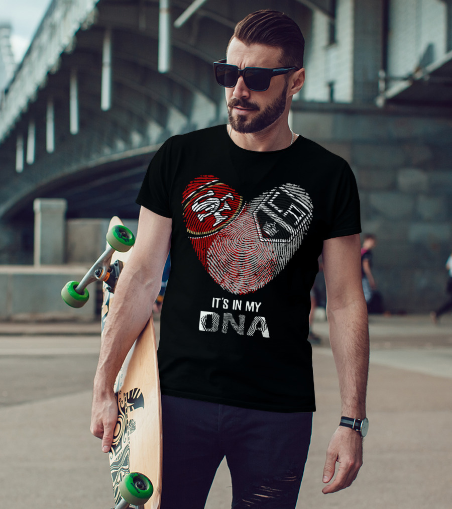 49ers Los Angeles Kings Heart Fingerprint It's In My DNA T-Shirt