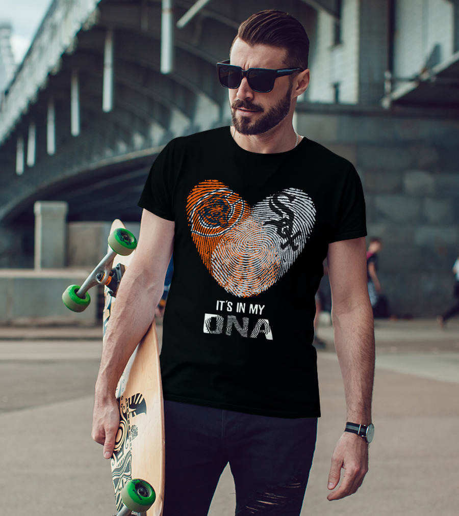 Bears White Sox It’s In My DNA Fingerprint Heart T-Shirt