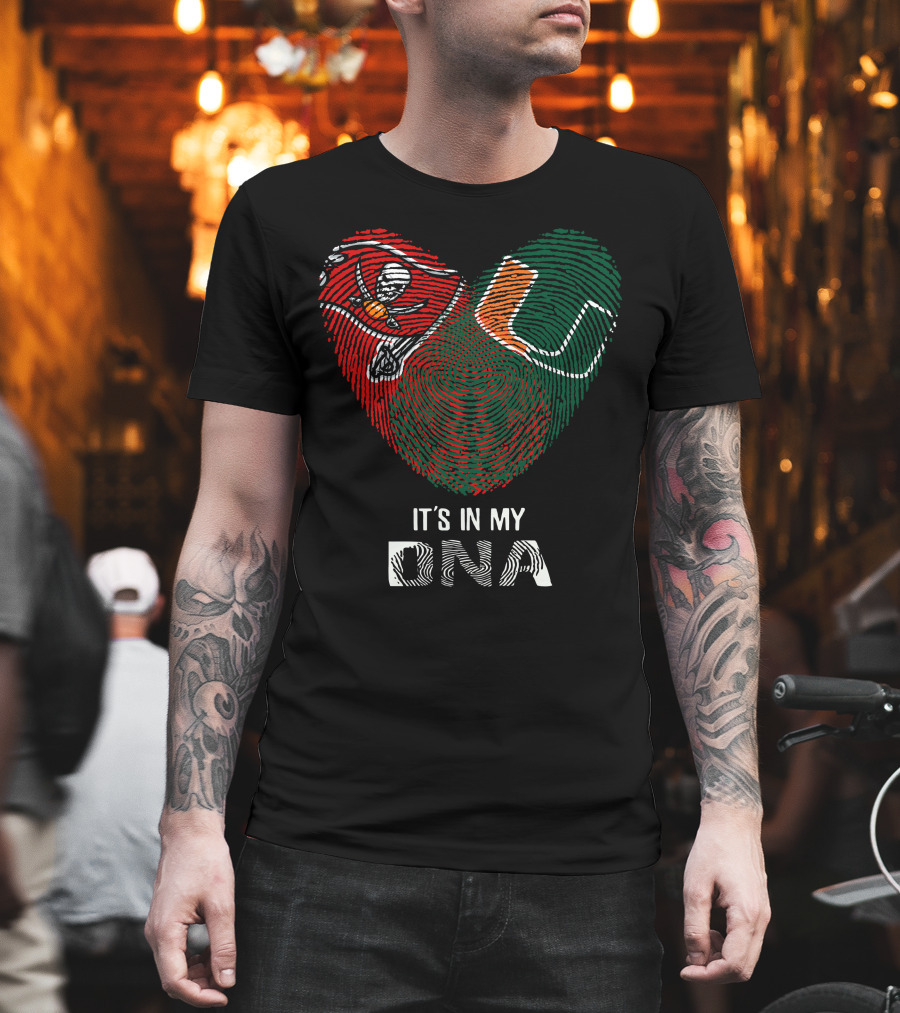 Buccaneers Hurricanes Fingerprint Heart It's In My DNA T-Shirt