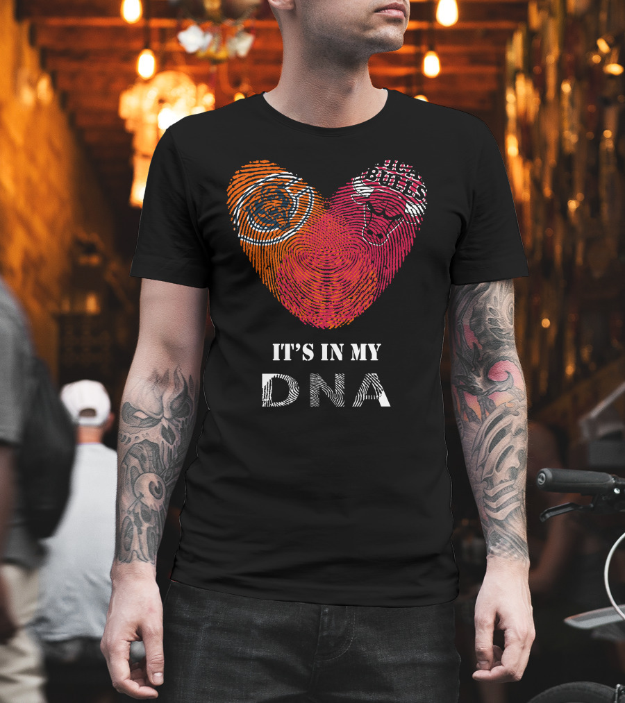 Chicago Bears Bulls Fingerprint Heart It's In My DNA T-Shirt