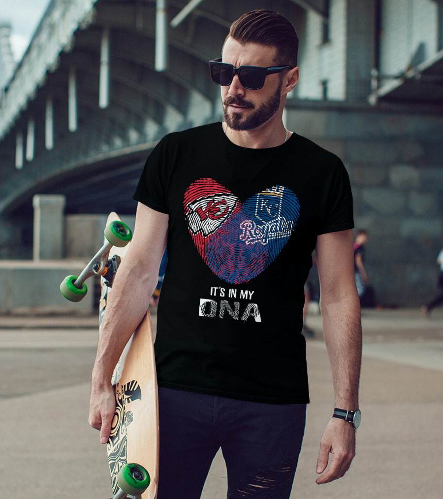 Chiefs Kc Royals Heart-Shaped Fingerprint It's In My Dna T-Shirt