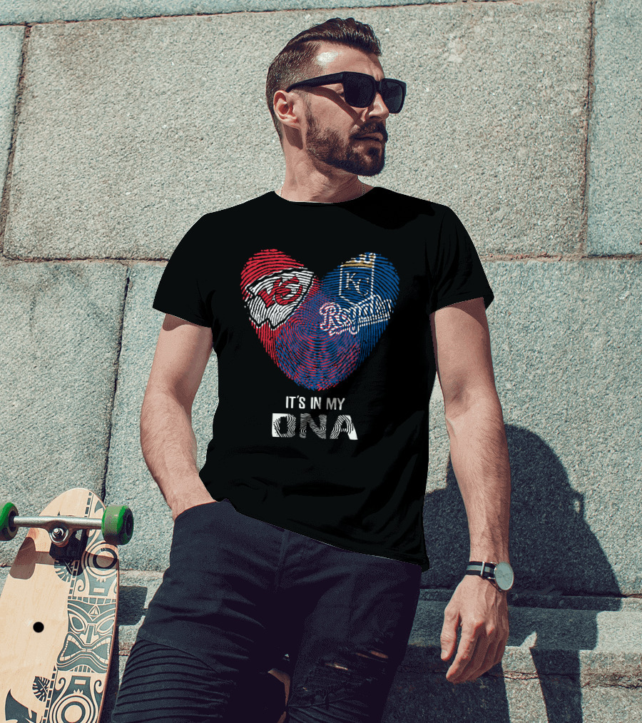 Chiefs Kc Royals Heart-Shaped Fingerprint It's In My Dna T-Shirt