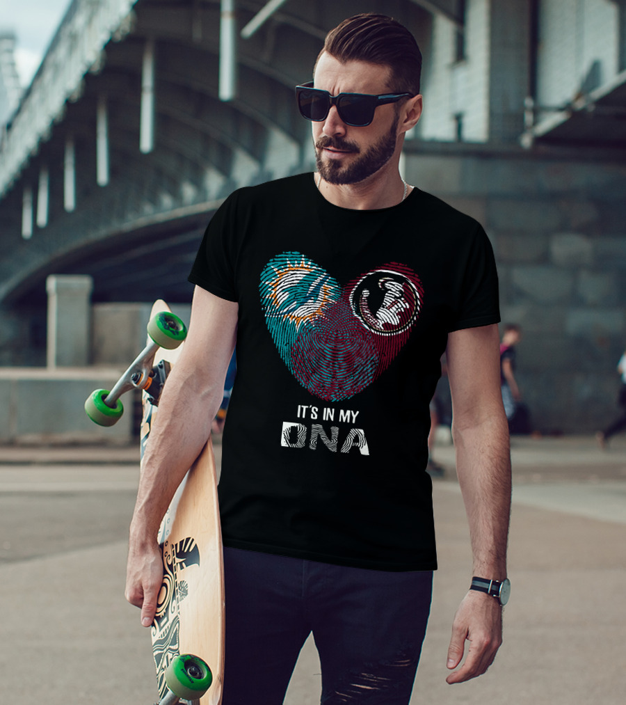 Dolphins Seminoles It's In My DNA Fingerprint Heart T-Shirt