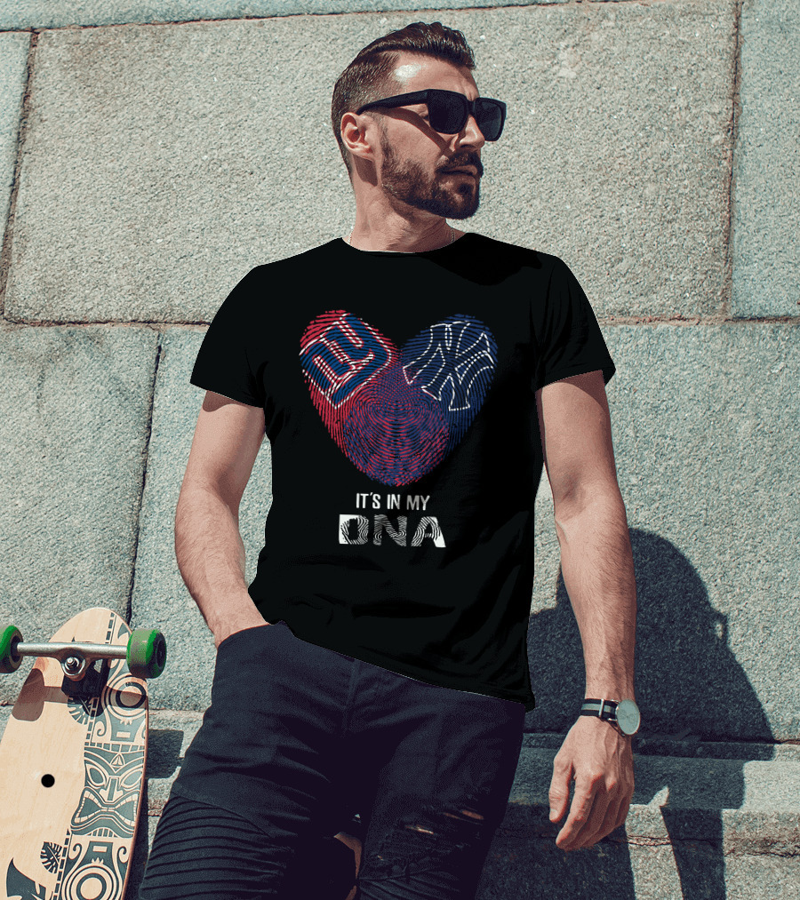 Giants Yankees Fingerprint Heart It's In My DNA T-Shirt