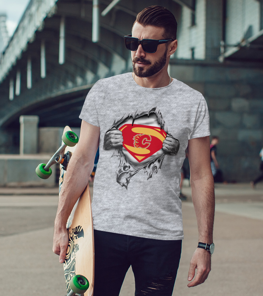 Calgary Flames Superman Logo Crossover T-Shirt