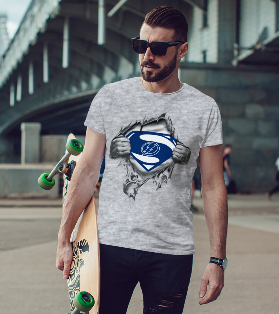 Tampa Bay Lightning Superman Logo Crossover T-Shirt
