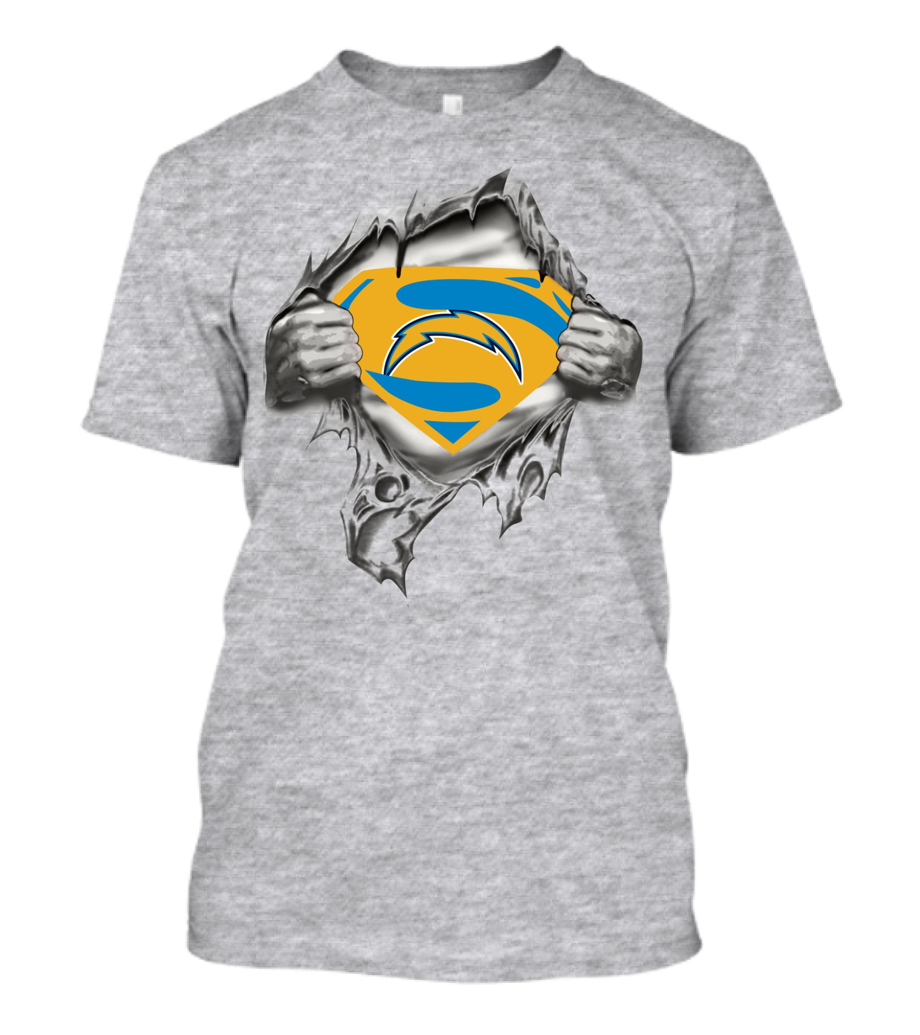 Chargers Superman Logo Torn T-Shirt