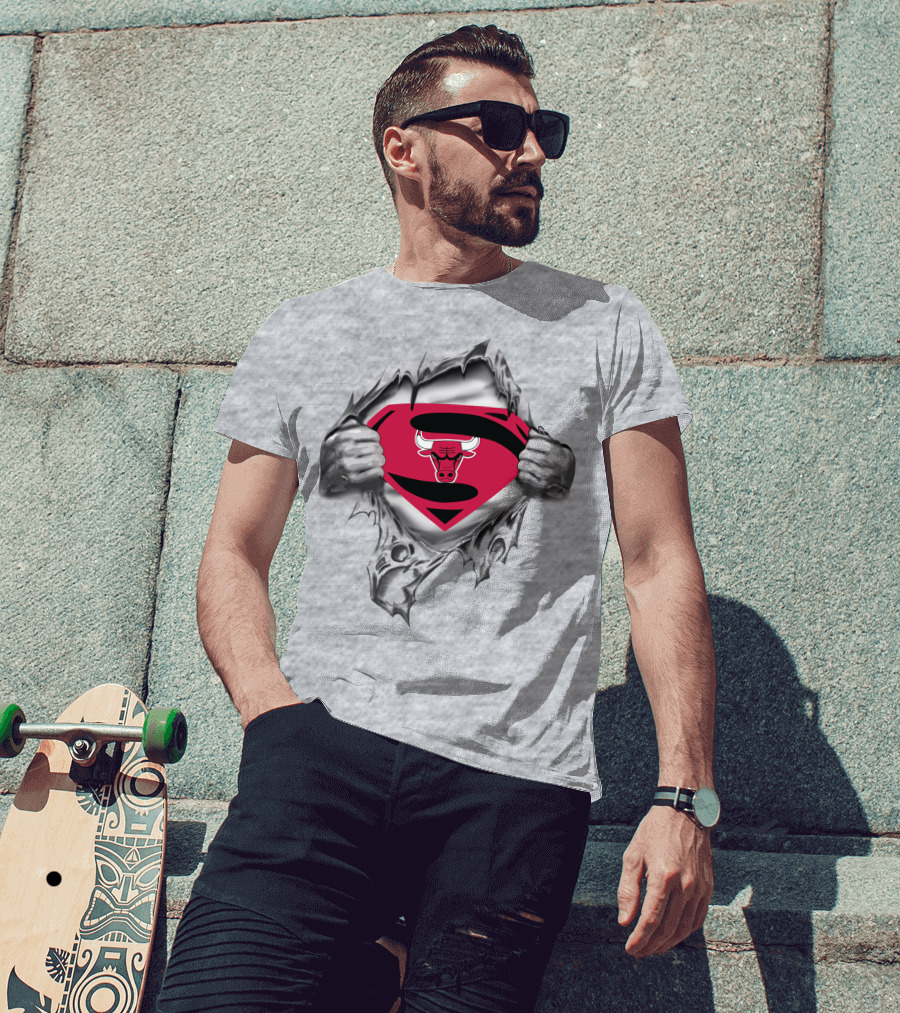 Chicago Bulls Superman Logo Bulls Emblem Superman Shield T-Shirt