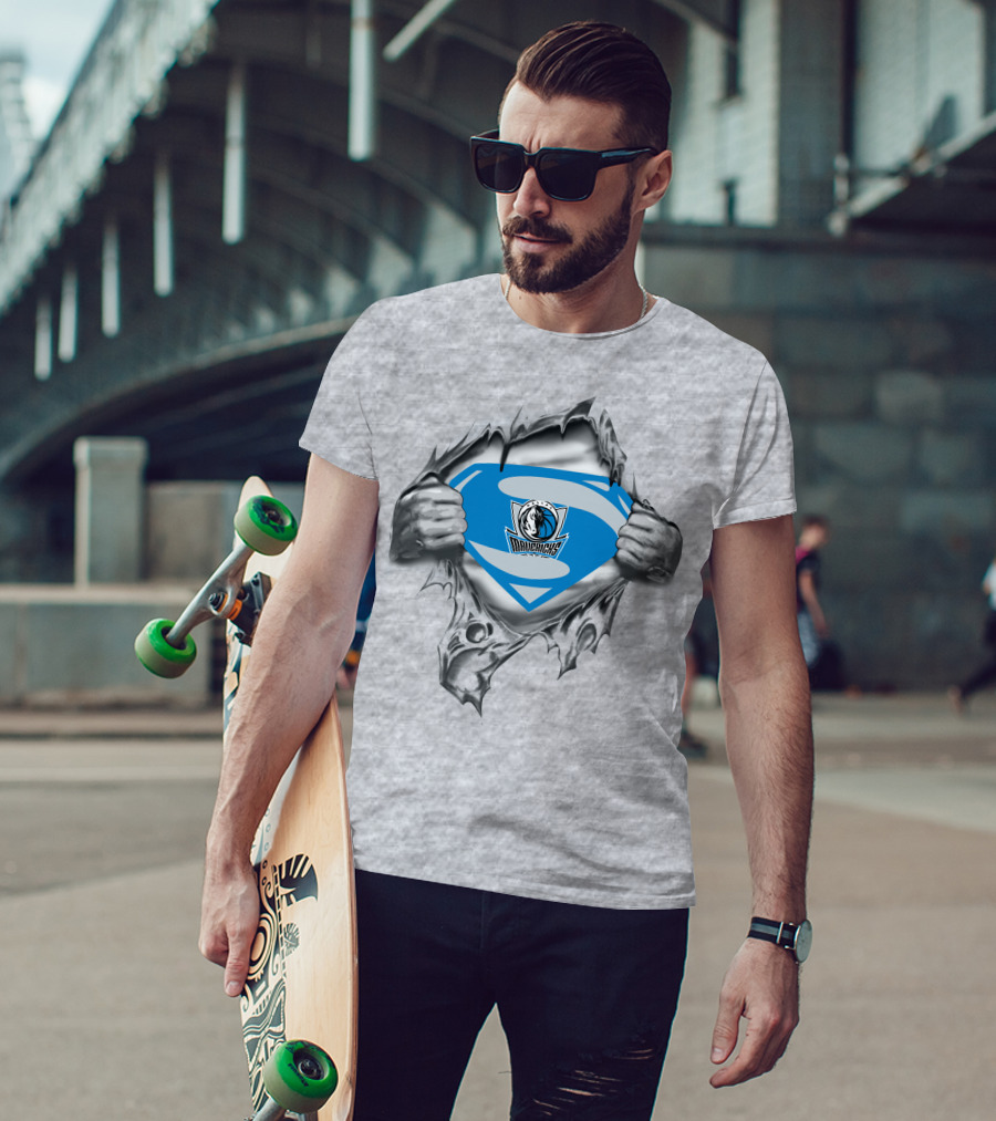 Dallas Mavericks Superman Logo Tear Hero T-Shirt