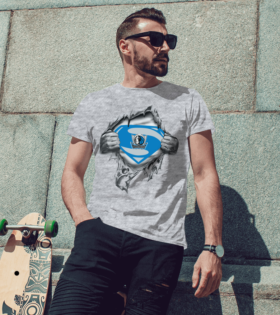 Dallas Mavericks Superman Logo Tear Hero T-Shirt