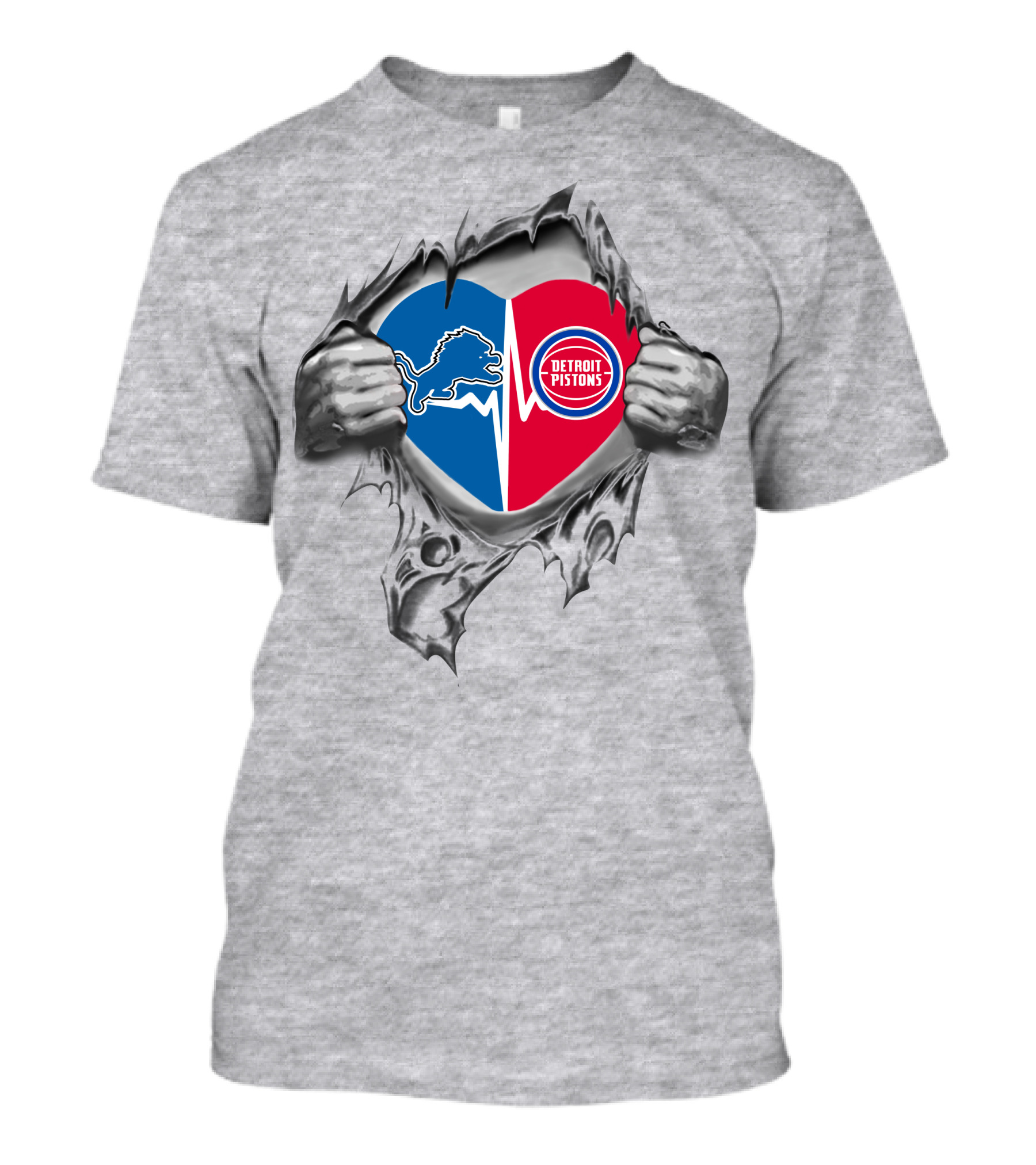 Lions Pistons Detroit Heart Split T-Shirt