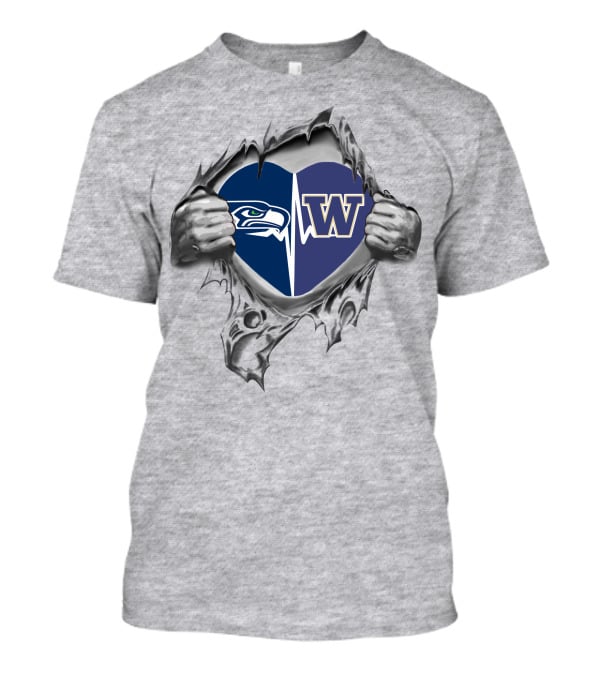 Seahawks Huskies Emblem In My Heart T-Shirt
