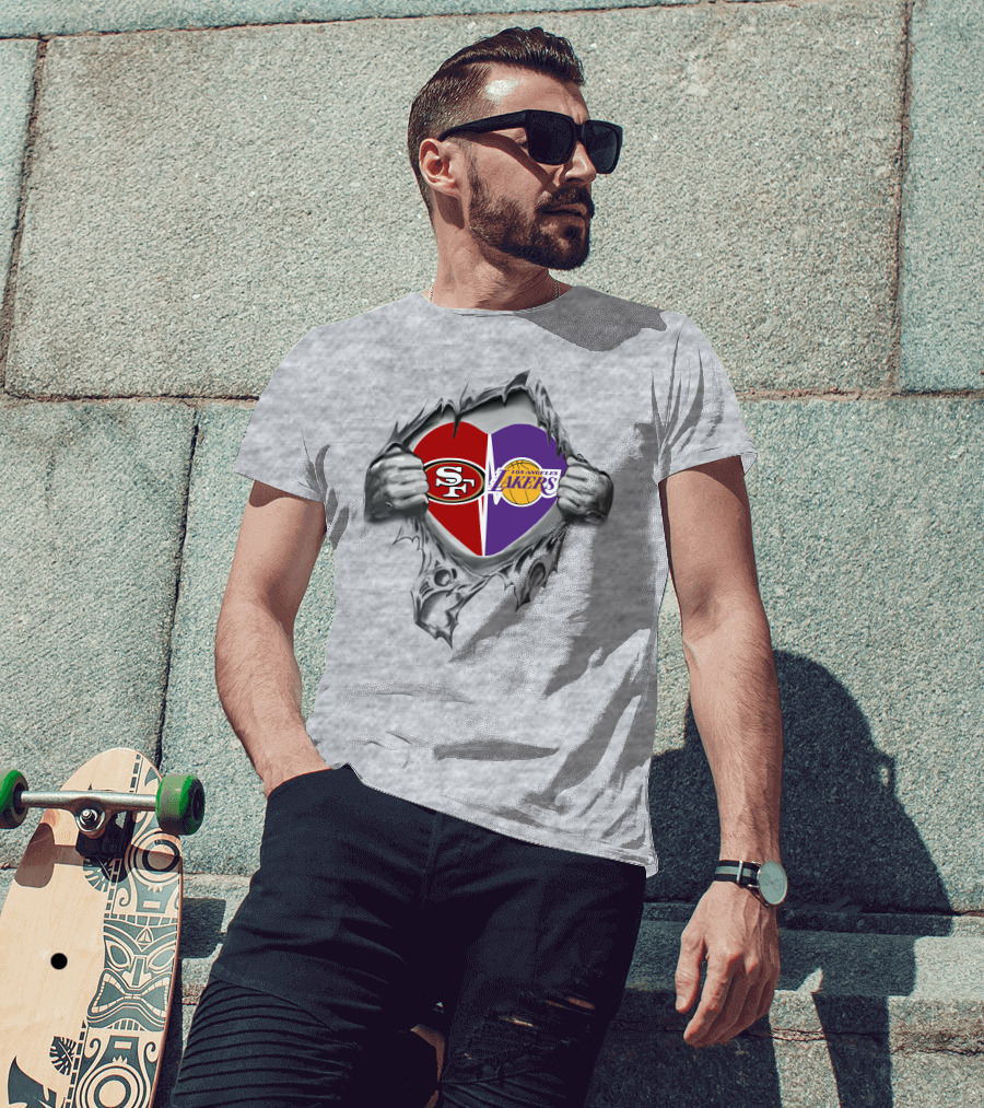 San Francisco 49Ers Los Angeles Lakers Heart T-Shirt