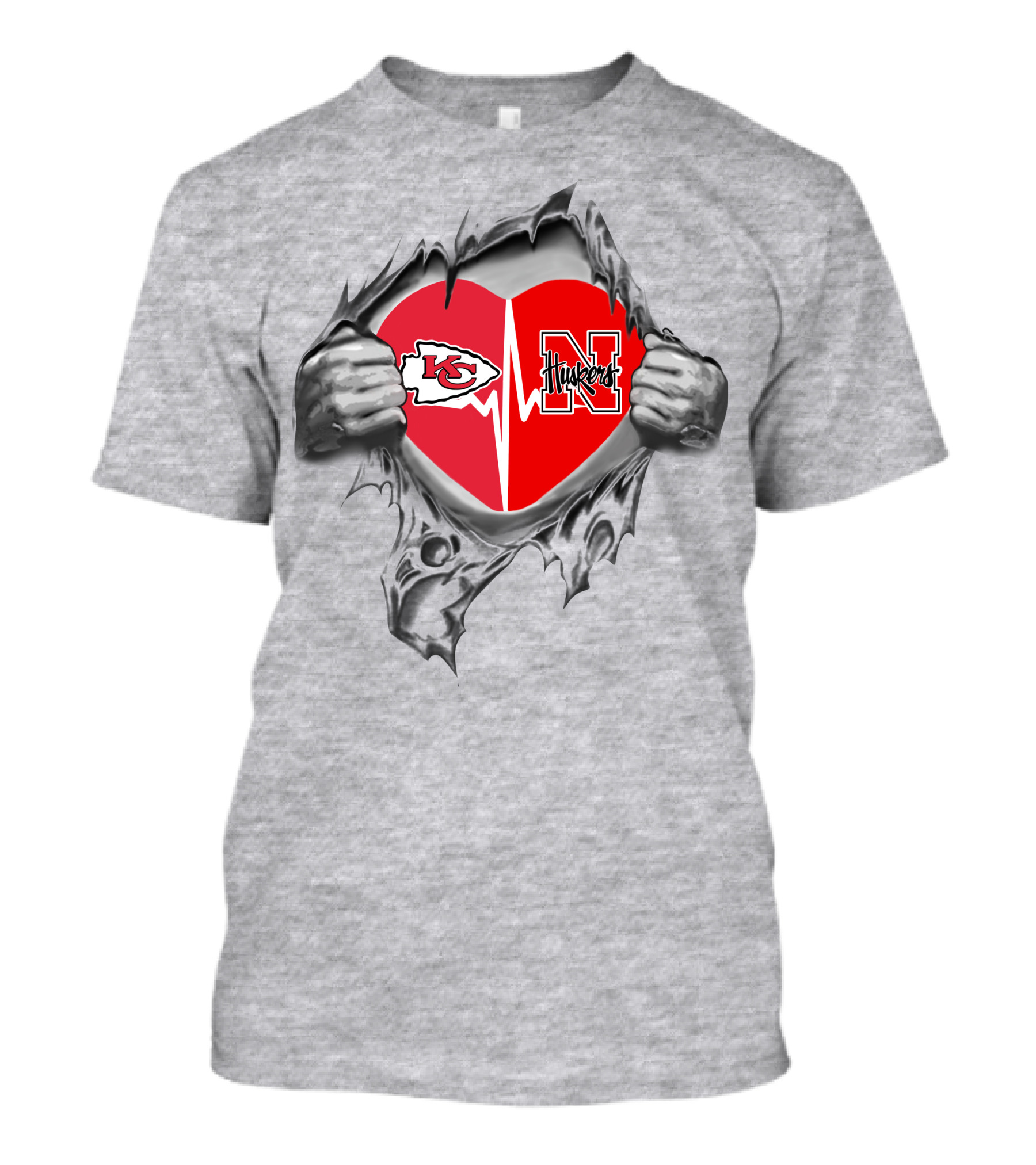 Chiefs Huskers Heartbeat Loyalty Kansas City Nebraska Fan Passion T-Shirt