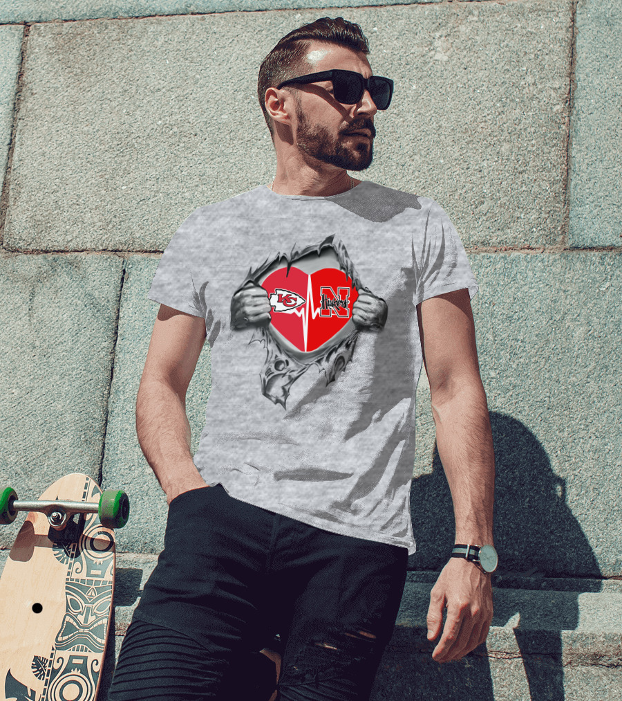 Chiefs Huskers Heartbeat Loyalty Kansas City Nebraska Fan Passion T-Shirt