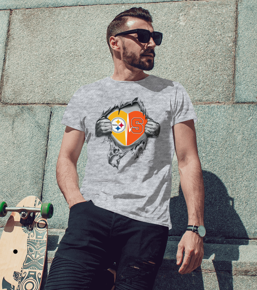 Steelers Syracuse Heart Logo Rip T-Shirt