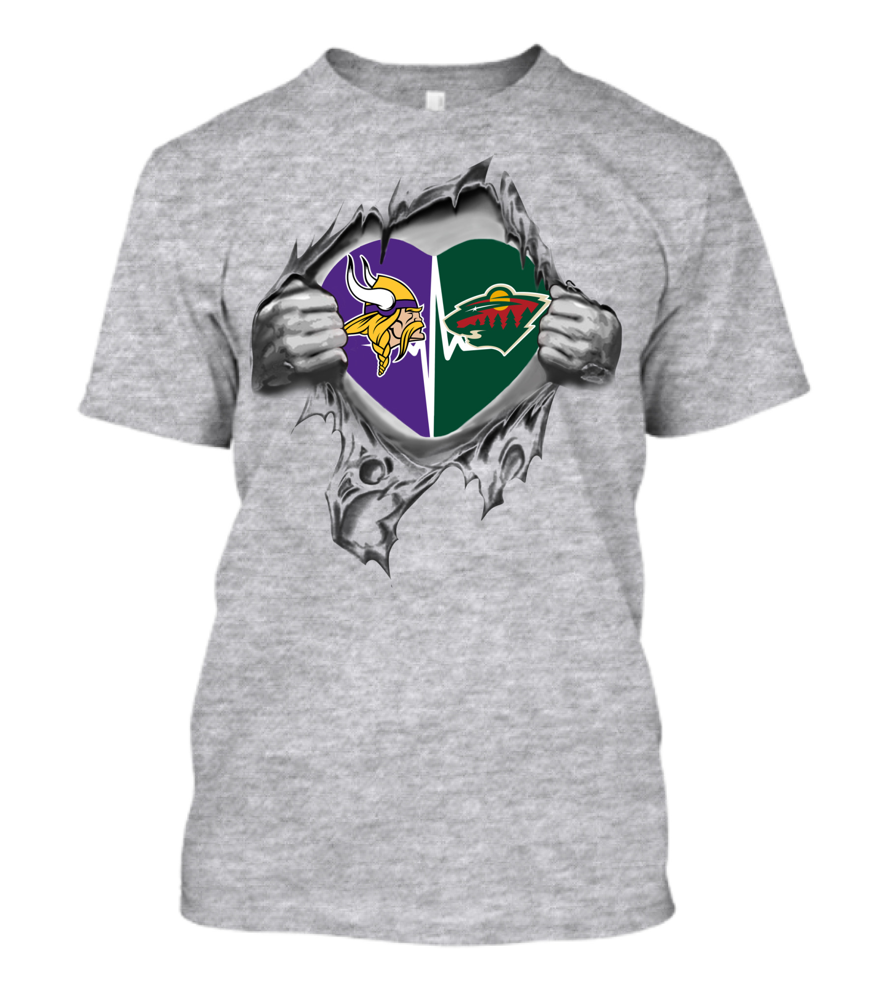 Minnesota Vikings Wild Heart Split Logo Fusion T-Shirt