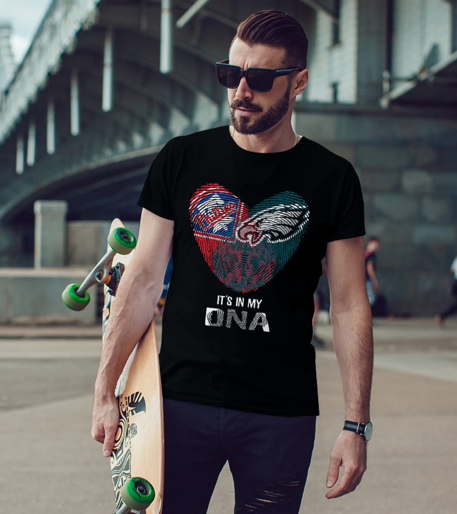 Eagles Phillies Heart Shaped Fingerprint It's In My DNA T-Shirt