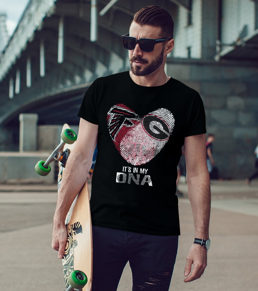 Falcons Bulldogs Heart It's In My Dna Fingerprint T-Shirt