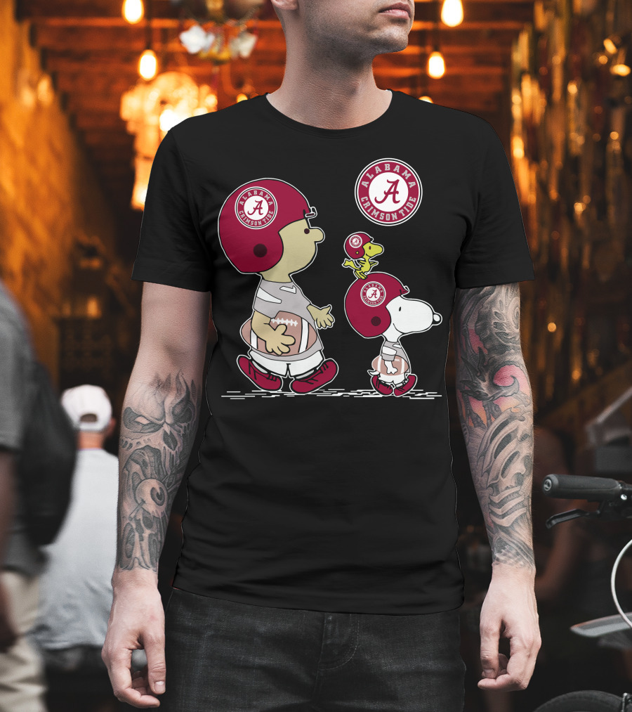 Alabama Crimson Tide Snoopy Woodstock Football Helmet T-Shirt