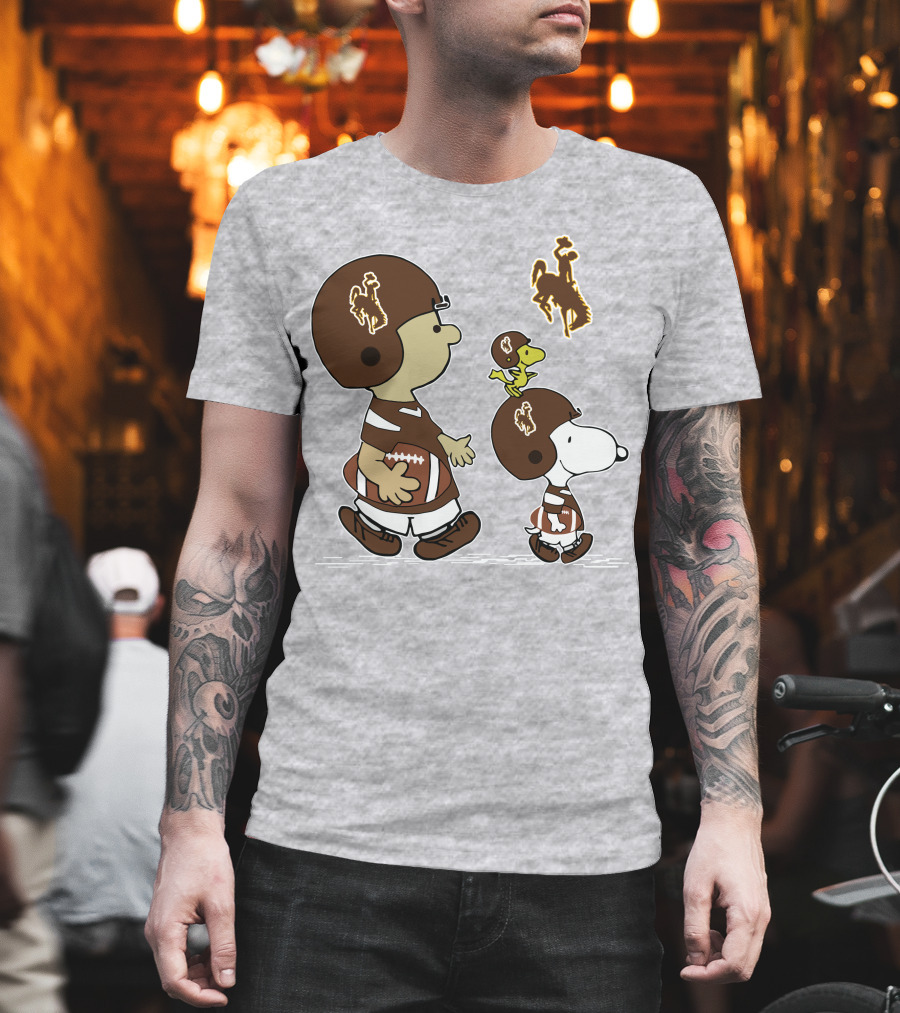 Wyoming Cowboys Peanuts Characters Football T-Shirt