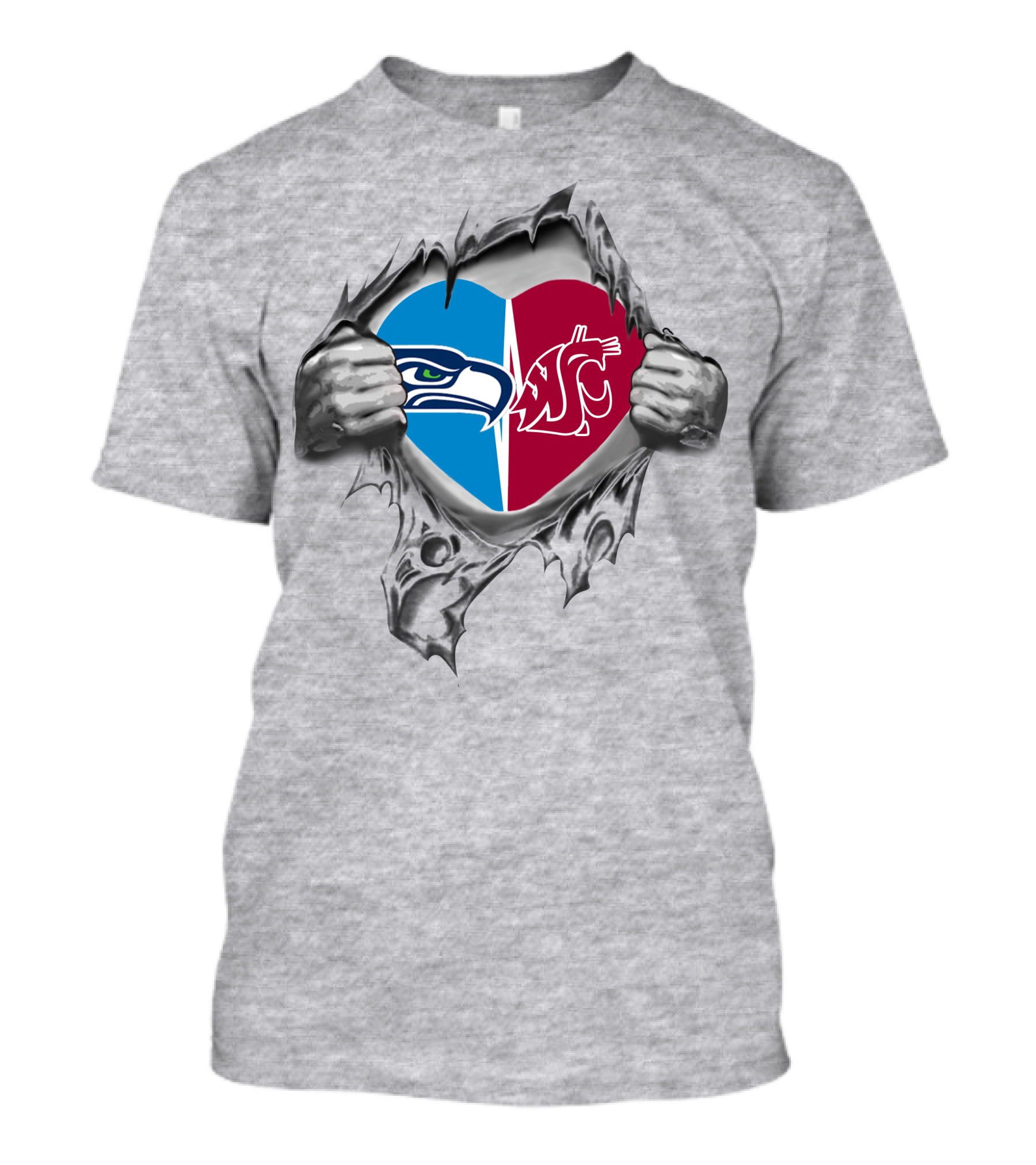 Seahawks Washington State Cougars Heart Torn T-Shirt