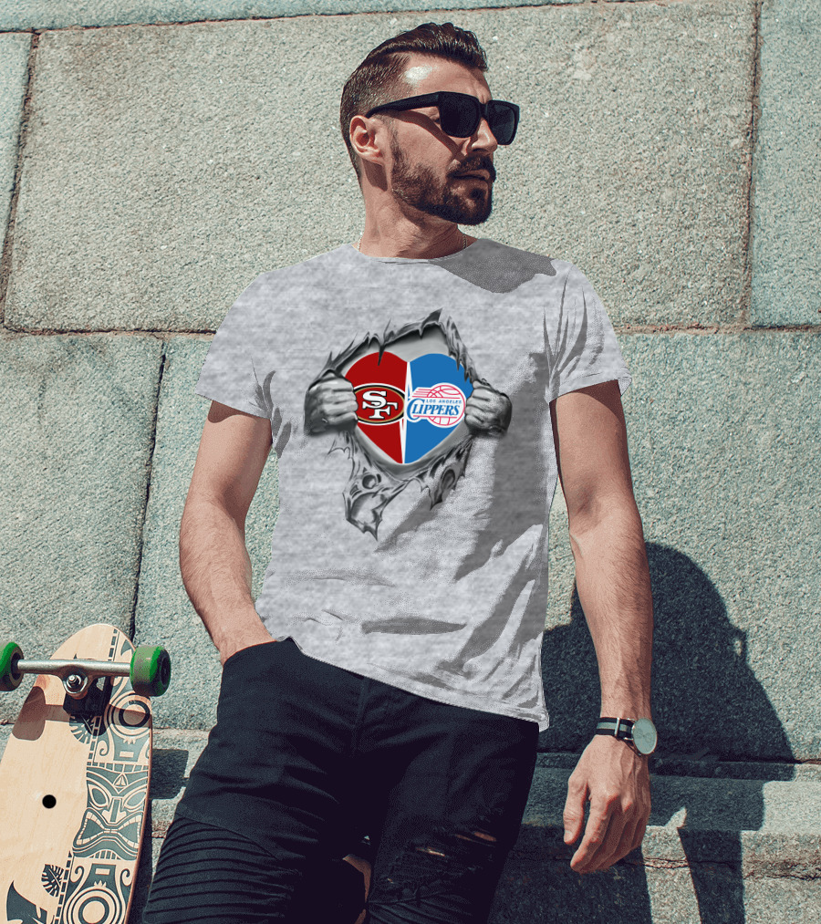 SF 49Ers Los Angeles Clippers Heart T-Shirt