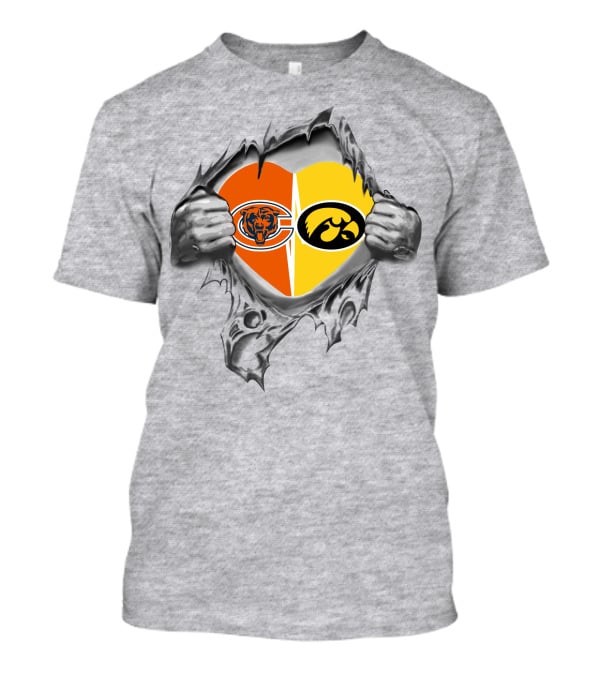 Bears Logo Iowa Hawkeyes Heart Design With Torn T-Shirt