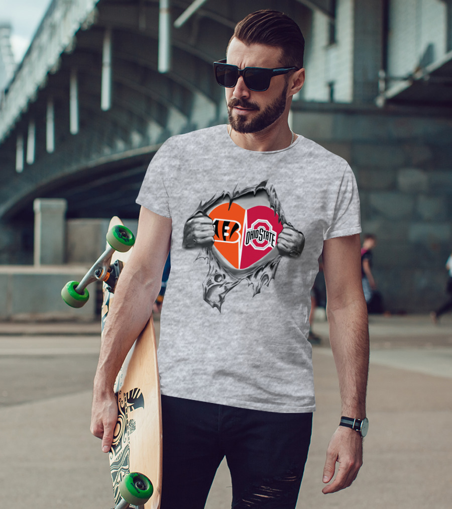 Bengals Ohio State Heart Logo Emblem T-Shirt