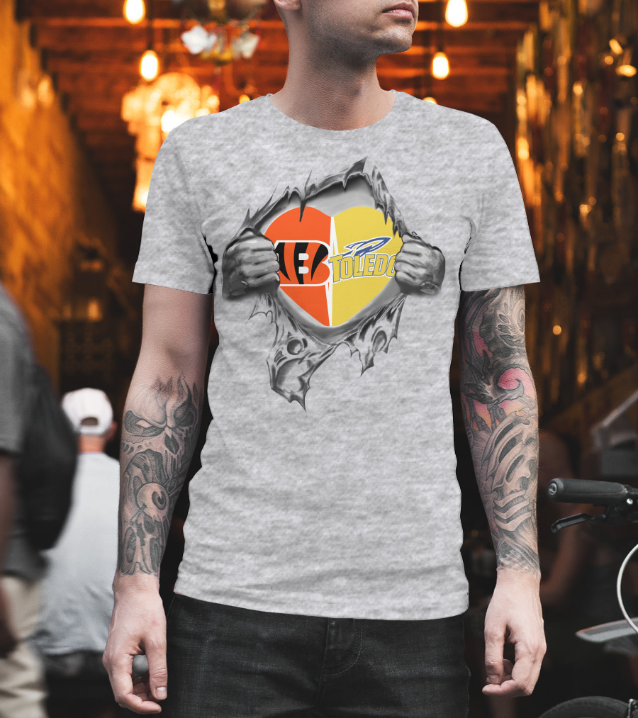 Bengals Toledo Rockets Heart Logo Dual T-Shirt