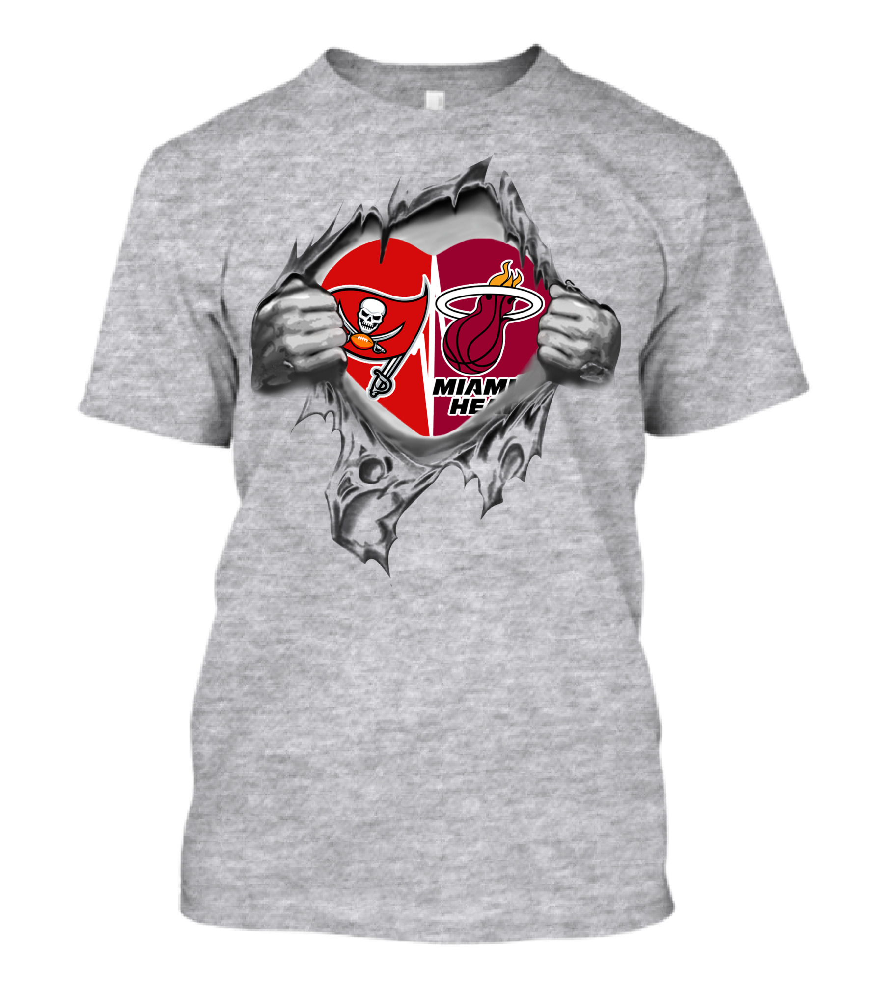 Buccaneers And Miami Heat Heart Reveal T-Shirt