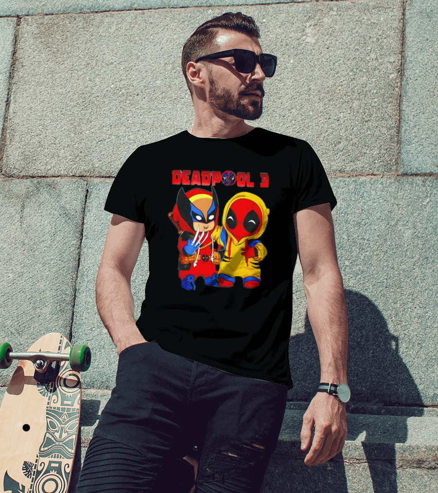 Deadpool 3 Wolverine And Deadpool Cartoon Characters T-Shirt