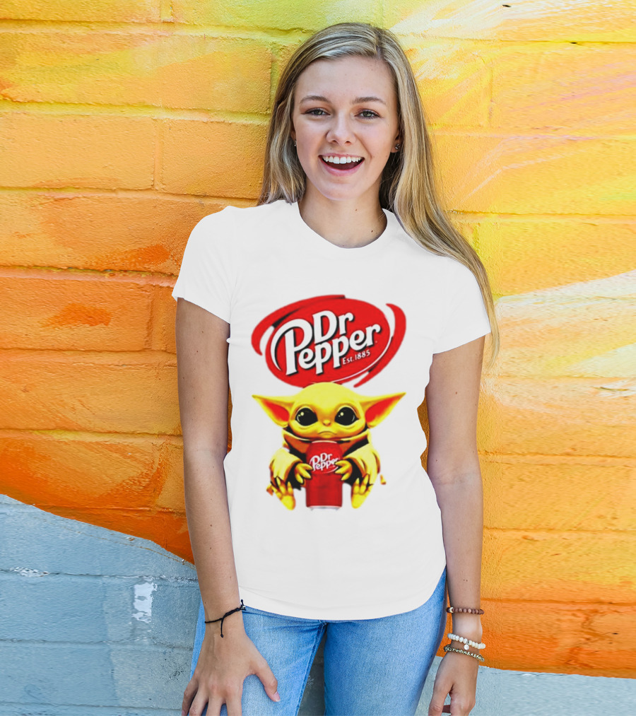 Dr Pepper Baby Yoda Holding Soda Can T-Shirt