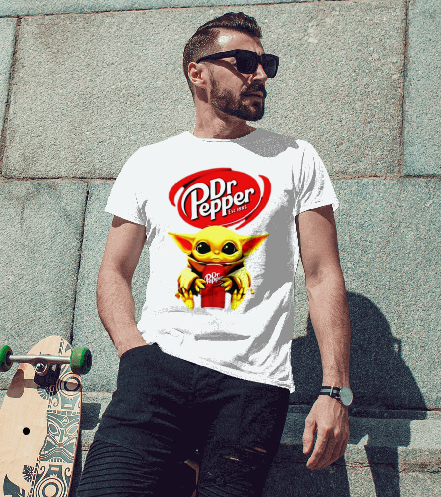 Dr Pepper Baby Yoda Holding Soda Can T-Shirt