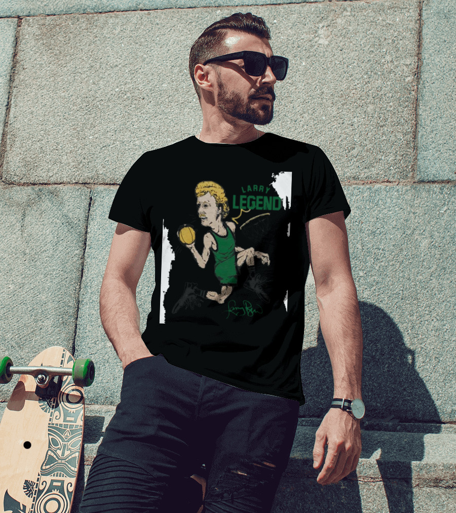 Dave Portnoy Wearing Larry Legend Basketball Art With Larry Bird Signature T-Shirt