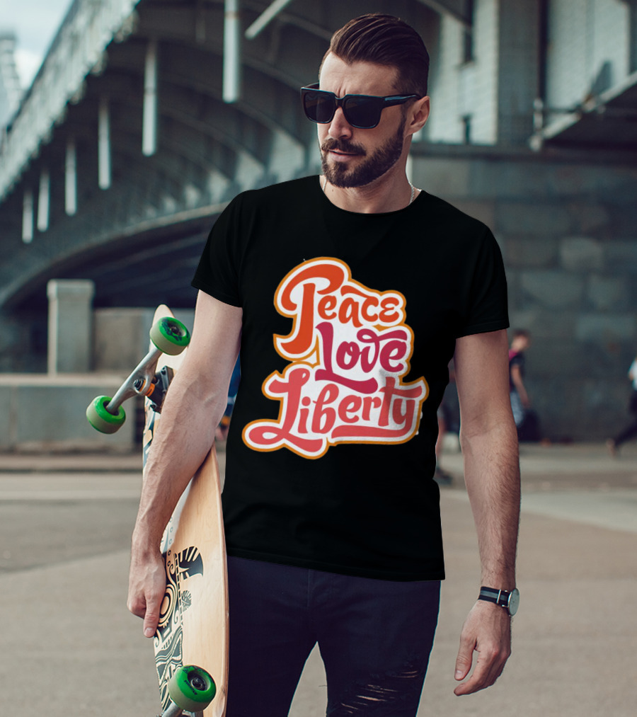 Peace Love Liberty Vintage Groovy Typography T-Shirt