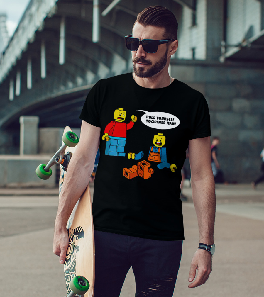 LEGO Figures Pull Yourself Together Man Speech Bubble Playful Scene T-Shirt