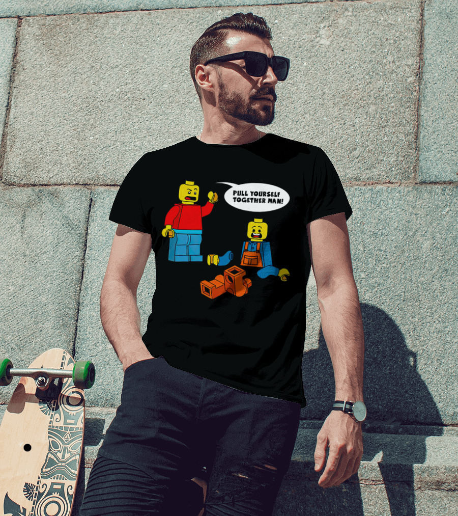 LEGO Figures Pull Yourself Together Man Speech Bubble Playful Scene T-Shirt