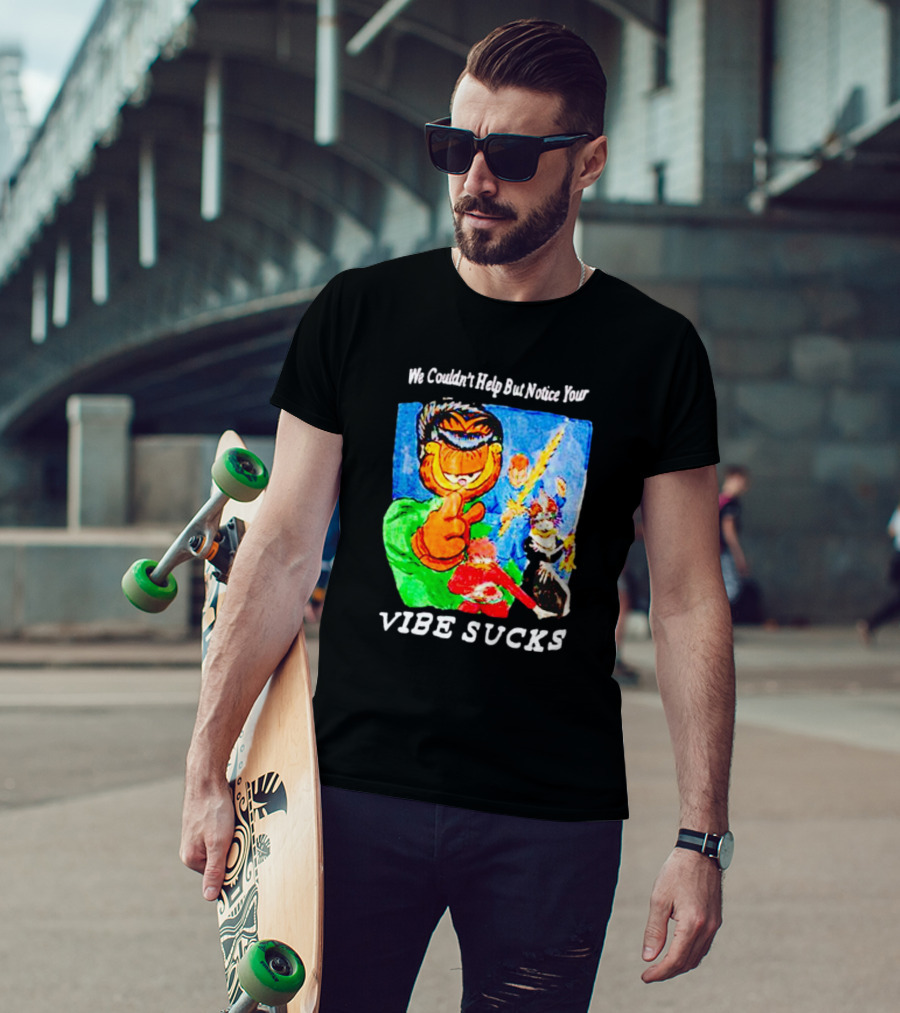 Garfield We Couldn't Help But Notice Your Vibe Sucks Retro Comic T-Shirt