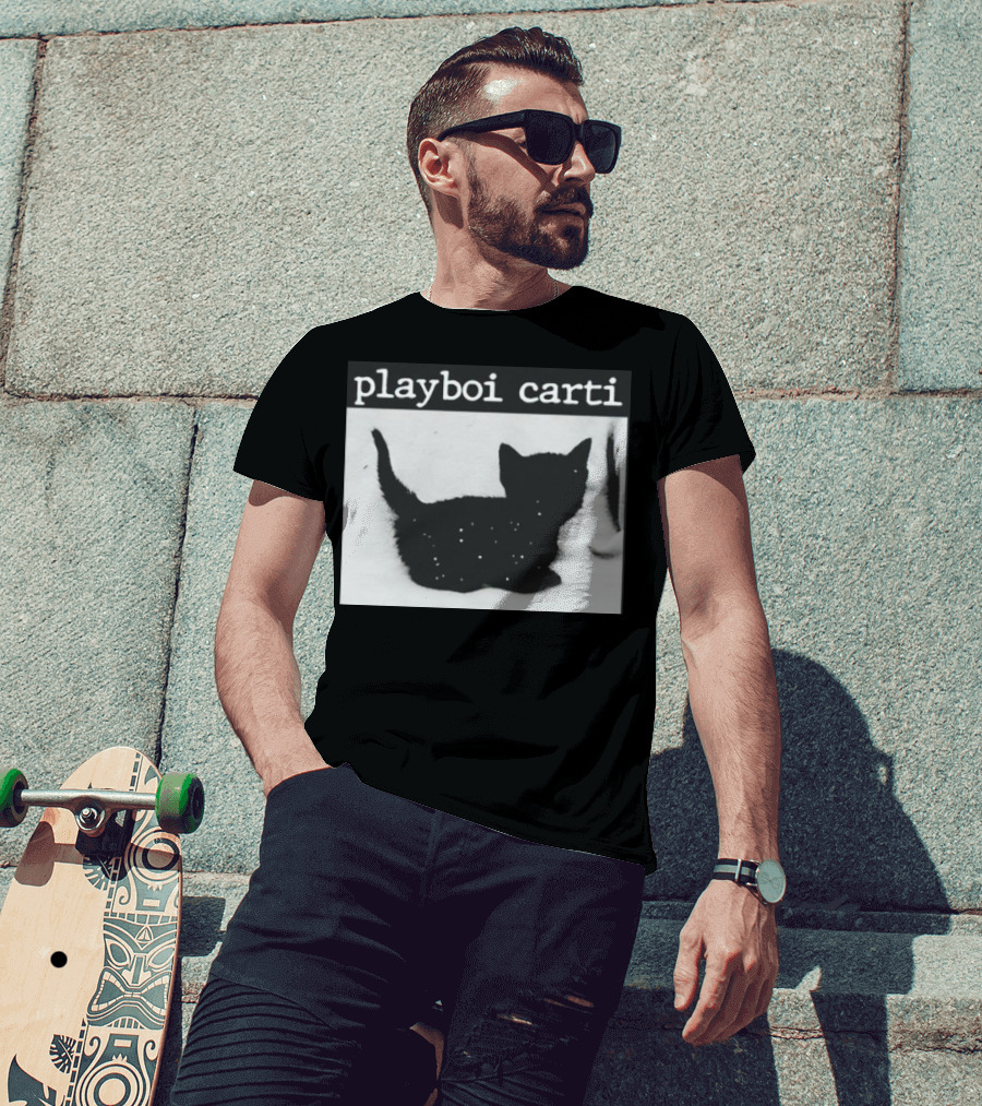 Playboi Carti Starry Black Cat Minimalist Aesthetic T-Shirt