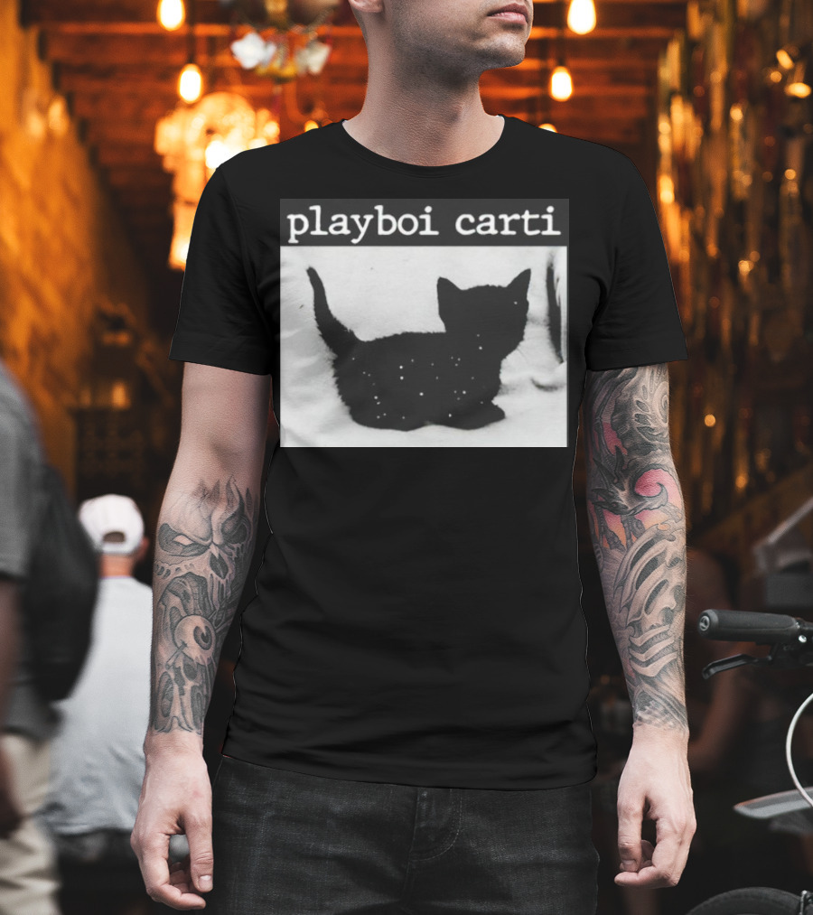 Playboi Carti Starry Black Cat Minimalist Aesthetic T-Shirt