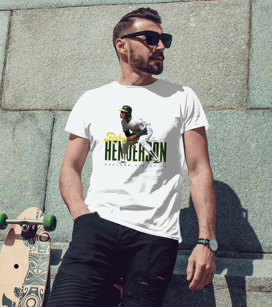 Rickey Henderson Oakland Athletics Vintage Signature T-Shirt