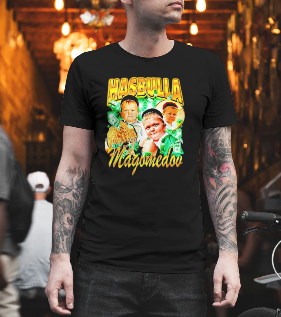 Hasbulla Magomedov Money Collage with Belt and Face Expressions T-Shirt