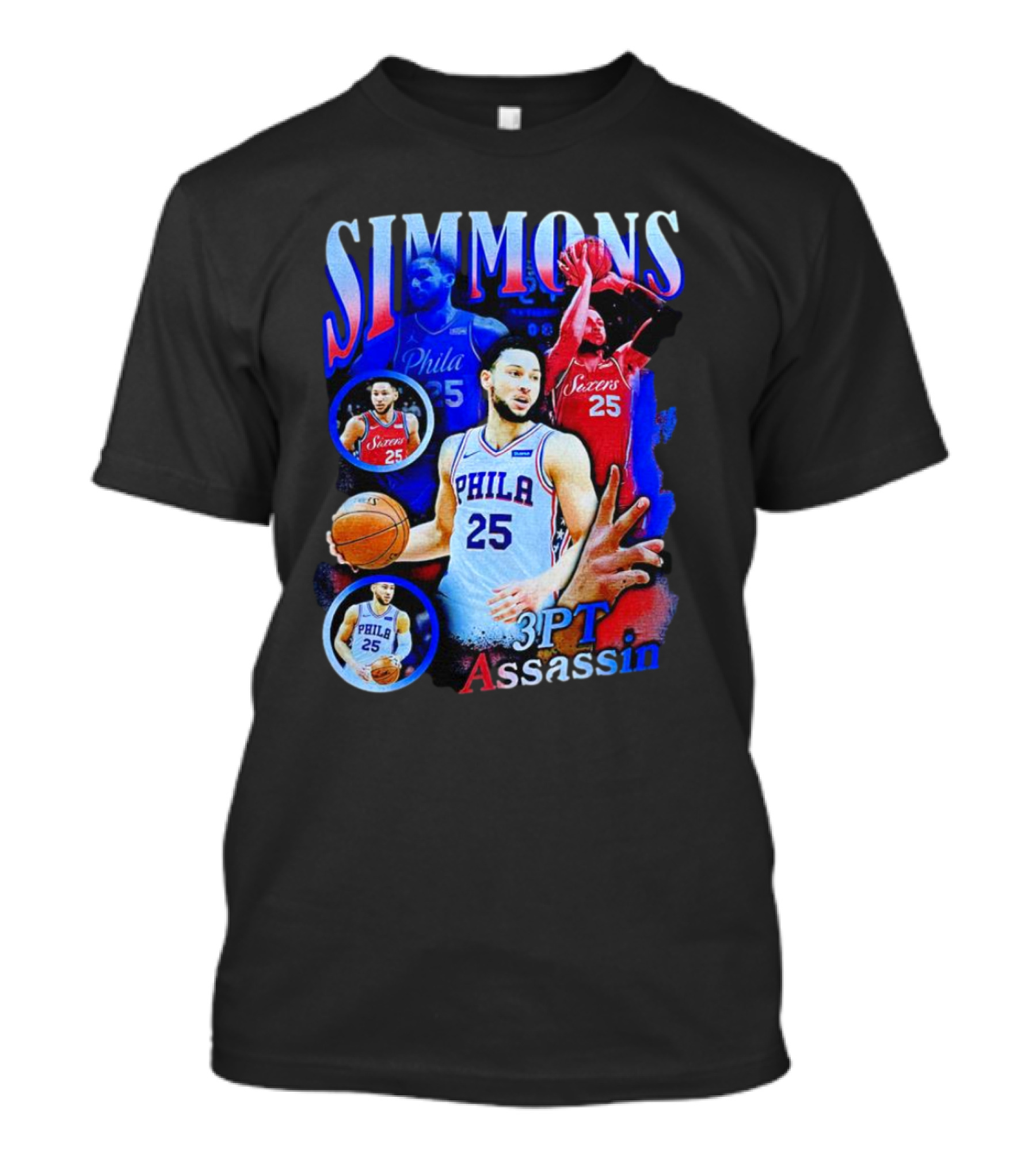 Simmons 3 Pt Assassin Philadelphia 25 Basketball Player T-Shirt