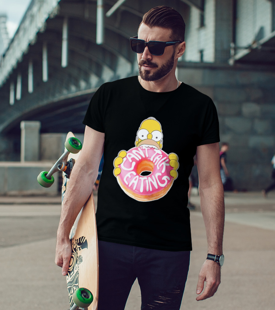 The Simpsons Homer Can't Talk Eating Donut T-Shirt